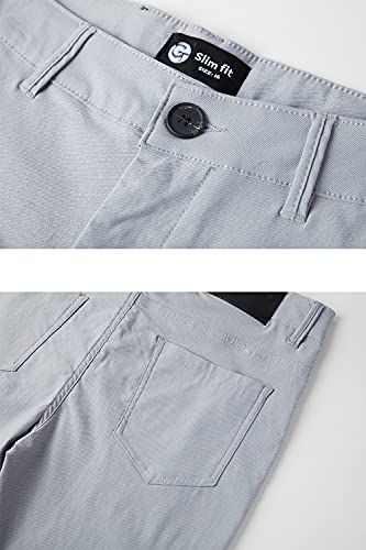 Gingtto Grey Pants For Boys Stretch Straight Fit Flat-Front Dress Pants Size 8 #TOP2