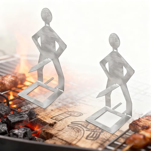 LERANXIN Soporte para Salchichas 2 Piezas, 205 x 75 mm, Acero Inoxidable Herramienta de Parrilla para Hombre, de Pie, Parrilla de Salchichas de Pie para Barbacoas, Regalos Creativos, Fiestas Excursión