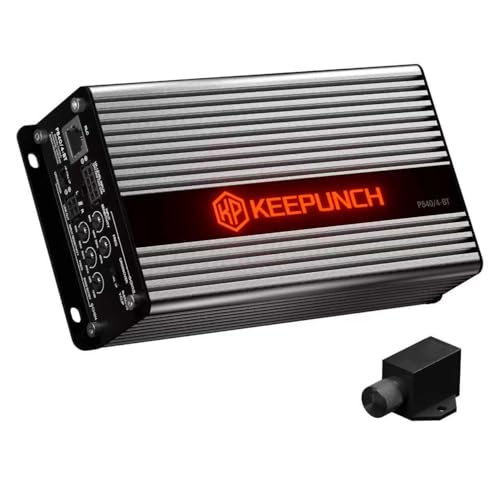 4-Channel Compact Car Amplifier, 840W RMS, Built-in Bluetooth,Bass Knob Included, Auto Turn-On, High Power Mini Class D Amp for Car Audio System