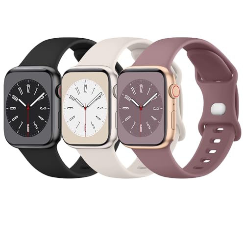 Image of Tobfit 3-Pack Strap Compatible with Apple Watch Series 10 /9 /8 /7 /6 /5 /4 /3 /2 /1 /SE 1 2 - 38mm /40mm /41mm /42mm /44mm /45mm /49mm Replacement Band for Men & Women (Smartwatch Not Included)