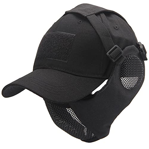 Casquette tactique airsoft et demi-masque de protection en maille pliable pour chasse