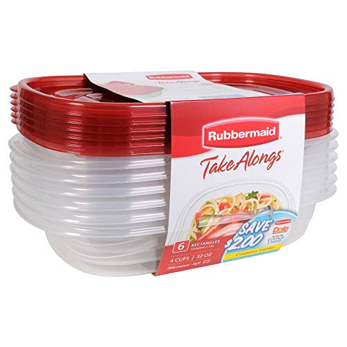Rubbermaid Take Alongs Food Storage Container, 4-Cup Rectangle, Set of 12, (12 Pack), Red - image 3