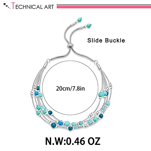 Lilie&White Silver Chain Bracelet For Women Strand Bracelet With Turquoise Bead Bracelet Slide Bracelet Jewelry Gift Friendship Bracelet Boho Bracelet #TOP6