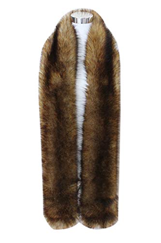 Women's Men's Extra Large Faux Fox Winter Warm Raccoon Fur Collar Stole Long Scarf Shawl