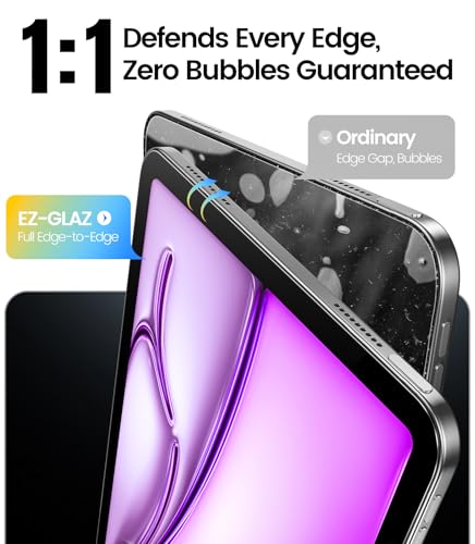 Image of EZ-GLAZ-2 Pack for iPad Air 13 Inch Screen Protector M4 /M3 /M2 (2026 /2025 /2024), Military-Grade Shatterproof, 9H+ Tempered Glass with Installation Box, Anti-Scratch, Apple Pencil Compatible, HD Clarity, Bubble Free