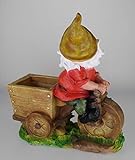 Design Zwerg mit Blumentopf NF 15156-2 Fahrrad XL 36 cm Hoch Deko Garten Gartenzwerg Figuren DekorationDesign - 4