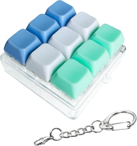 Image of 9-in-1 Colorful Keyboard Fidget Toys for Adults Mechanical Button Keyboard Clicker Keychain for Work Stress Relief (Random Colour)