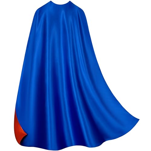 Adult Superhero Cape & Mask Set - Double-Sided Blue & Red Super Hero Capes and masks for Men Women Dress-Up Parties