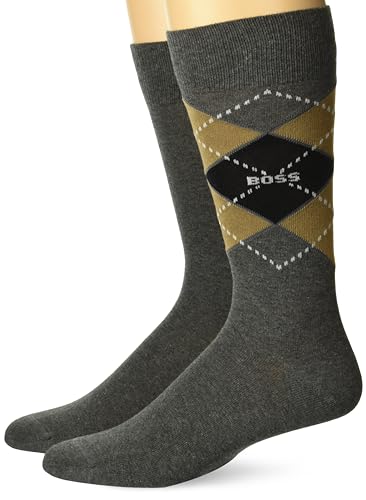 BOSS Men's Two Pack Cotton Argyle Design Dress Socks