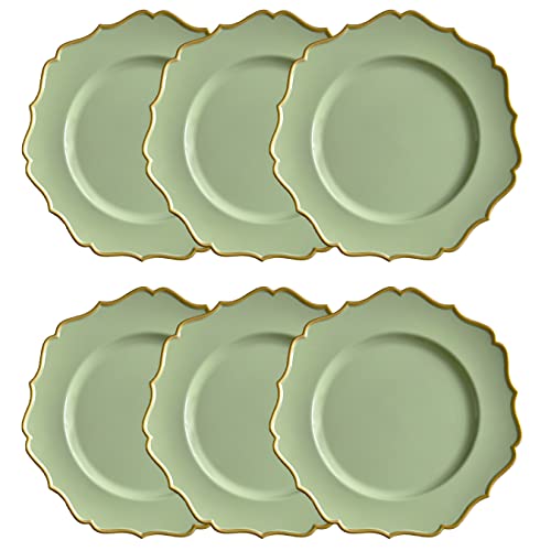 Henilosson Green Charger Plates Gold Trim - Classic Plate Chargers For Dinner Plates - Set Of 6 Dinner Chargers（6，Green） #TOP2
