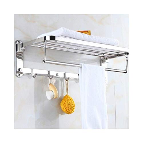 Preisvergleich Produktbild AINIYF Badezimmer Regal Wand- Handtuchhalter Schienen mit HooksStainless Stahl Badezimmer Handtuchhalter mit Multi-Handtuchhalter, Faltbare Doppel 15,7-23,6 Inches (Size : 60cm)