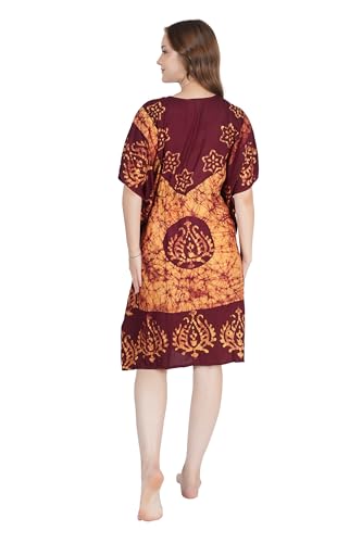 Image of Onekbhalo Women's Cotton Floral Kaftan Nighty Maxi Gown (OK Free Size)