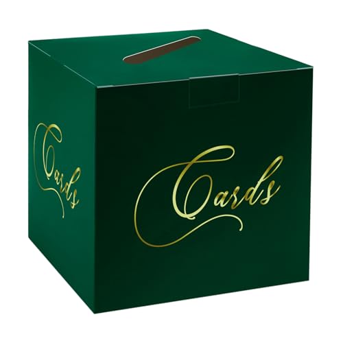 Image of Green and Gold Card Box Gift Card Box Holder Envelope Box for Wedding Birthday Baby Shower Graduation Party Card Box