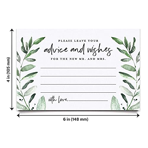 Bliss Collections Greenery Advice and Wishes Cards for The Bride and Groom, Perfect for: Bridal Shower or Wedding, 4x6 Cards (Pack of 50) - Thumbnail 3