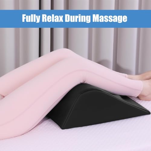 Image of HOMBYS Wedge Bolster Pillow for Legs,Knee Wedge Pillow for Massage Table,Triangle Massage Bolsters for Under Legs,PU Leather Waterproof Foam Tatoo Pillow (Black, 17.7 inchx17 inchx8 inch)