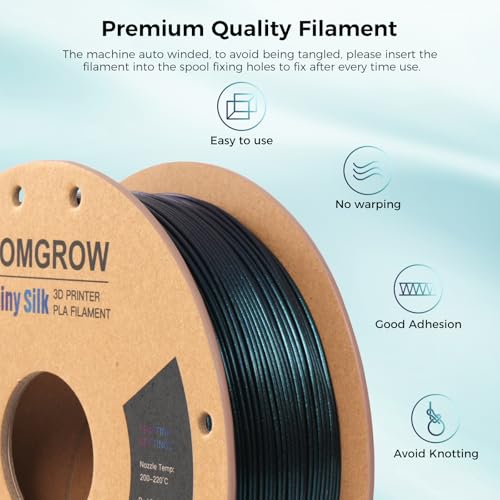 Image of Comgrow 3D Printer Filament, Silk PLA Filament 1.75mm Burnt Titanium 1KG (2.2LBS), Dimensional Accuracy + /- 0.02 mm, Color Changeable 3D Printing Filament Changing Colors with Light