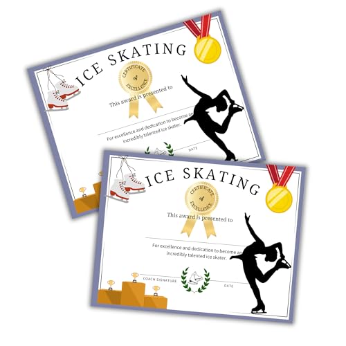 Ice Skating Certificate of Excellence 30pk 8.5x11” Recital Coach Instructor Lessons Figure Most Improved Class Trophy Medal Recognition