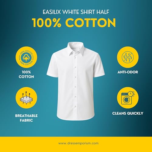 Image of White Shirt Half Sleeve 100% Cotton | Unisex | School Uniform | Numeric Size |(20,22,24,26,28,30,32,34,36,38,40,42)