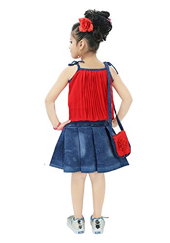Image of Chandrika Girls Casual Skirt and Top Set with Bag for Kids