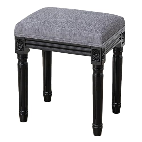 Taburete tapizado para tocador vintage multifuncional con asiento cómodo gris 2