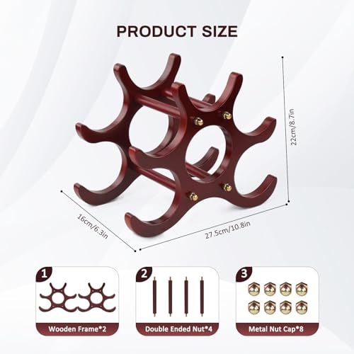 Soporte para botellas de vino de madera color rojo miniatura 3