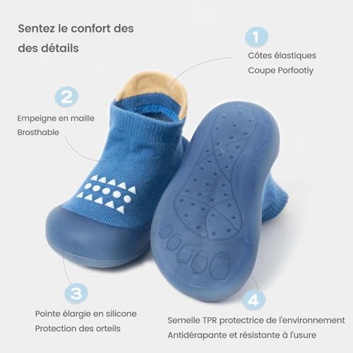 Image of Baby Sock Shoes Baby Walking Shoes Infant Non-Slip Breathable Slippers with Soft Rubber Sole Baby Boys Girls Sneakers