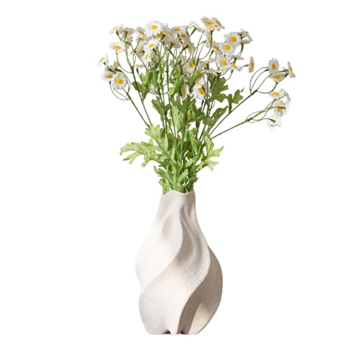 Vaso in Ceramica, Vasi di Fiori Moderno Bianca, Vaso Decorativo da Interno Stile Boho e Scandinavo, Perfetto per Fiori Freschi e Secchi, Arredamento per Casa, Soggiorno e Ufficio