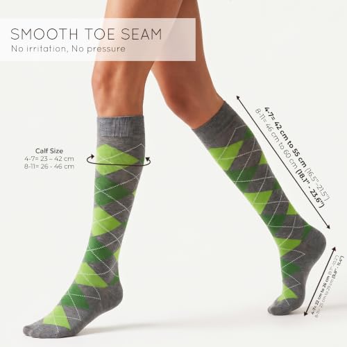 Image of Mysocks Unisex Knee High Long Socks Argyle