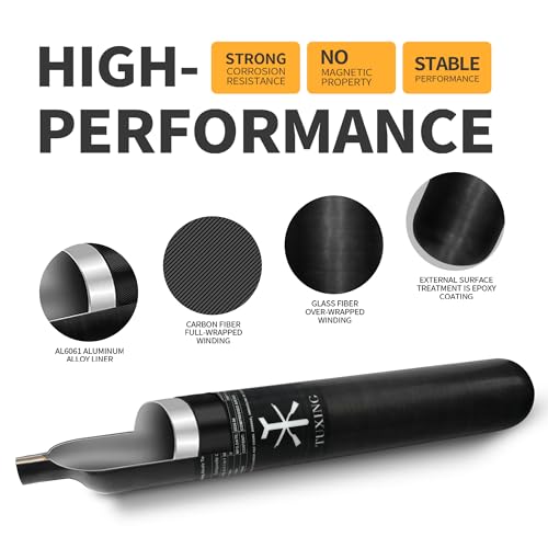 Image of TUXING 30Mpa 4500Psi Carbon Fiber HPA Tank,0.7L 42Cu in 700cc Composite Cylinder Paintball Hunting for PCP Air Rifle Gun Daystateand FX Thread M18 * 1.5 (0.7M)