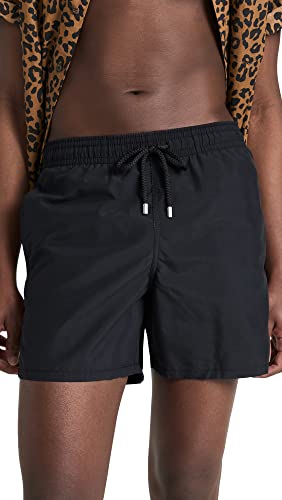 Vilebrequin Bañador Moorea sólido para hombre, Negro, Medium
