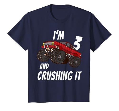 Kids I'm 3 and Crushing It 6 3rd Birthday Monster Truck T-Shirt