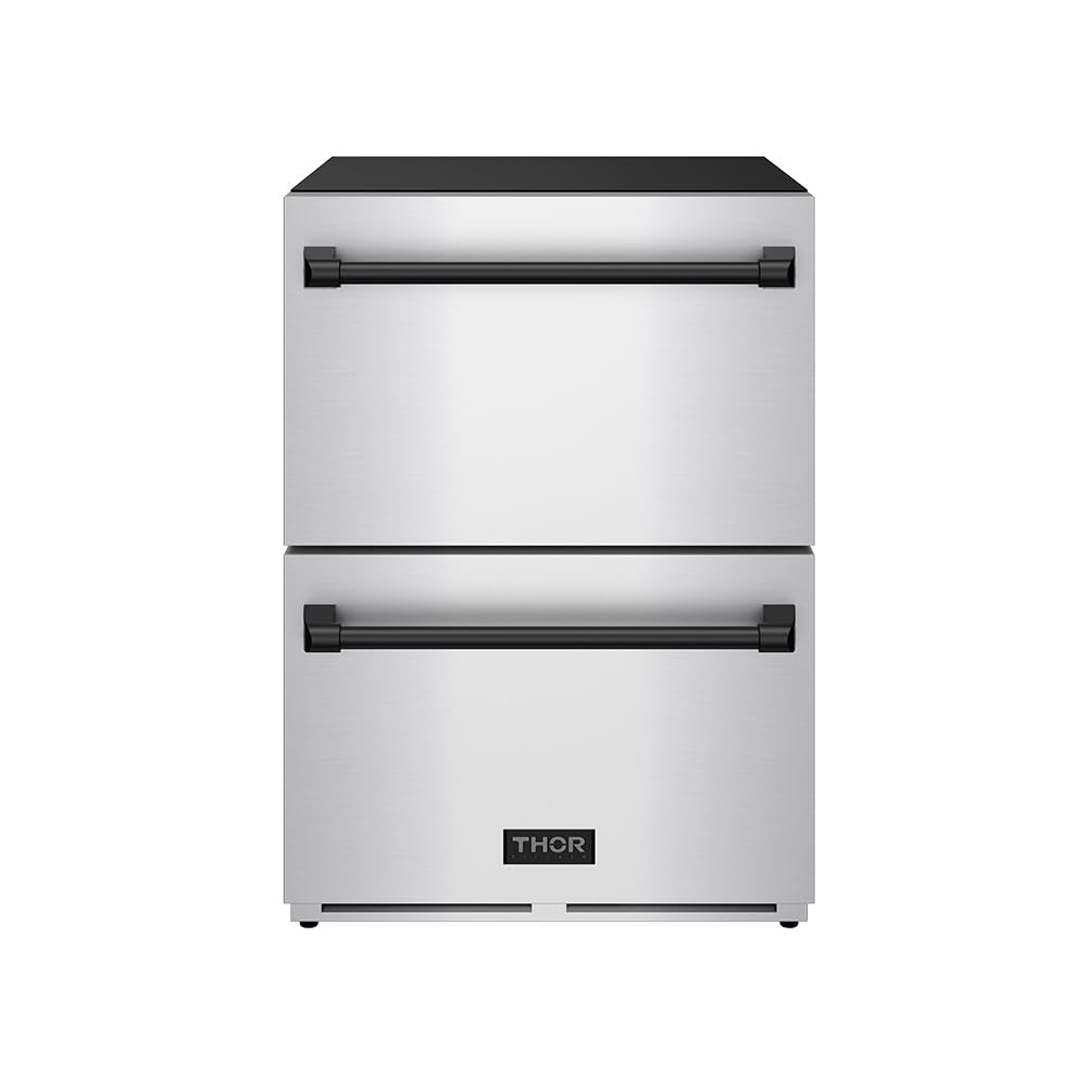 Thor Kitchen 24 Inch Undercounter Built-In or Freestanding Drawer Refrigerator – Stainless Steel/Black | Gordon Ramsay Series | Fridge.com