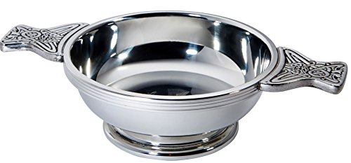 Quaich taza de degustación escocesa grabada cuenco celta bautizo 2