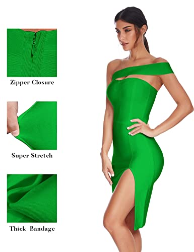 Image of meilun Women's One Shoulder Bandage Dresses for Women Wedding Guest Sexy Formal Midi Dress