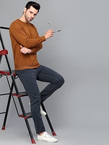 Image of Rigo Fleece Printed Round Neck Sweatshirt for Men | Full Sleeves Sweatshirt for Men | Casual Wear & Stylish Sweatshirts for Men