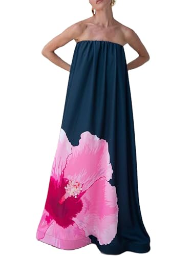 SANSIWU Trägerloses Damen-Maxikleid, lose...