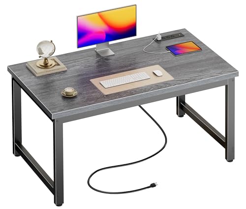 Huuger 48 x 24 inch Desk with Power Outlets & 0.95 Inch Thicker Desktop