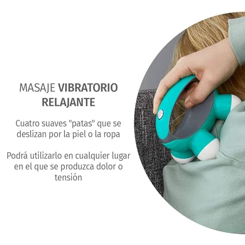 image for Homedics, Quatro Mini Hand-Held Massager with Hand Grip, Battery Opera