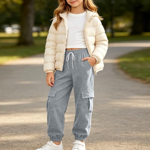 Boys Sweatpants High Waisted Cargo Sweat Pants Wide Leg Comfy Athletic Joggers Running Workout Gym Clothes - image 6