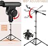 Mic Stand Tripod Microphone Stand Boom Mic Stand, Adjustable Mic Stand Floor Boom Arm with Microphone Holder, Compatible with Blue Yeti Shure SM58 SM57 SM48 Samson Q2U Fifine K6 K688 AM8 #2