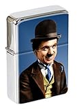 Briquet finition chrome Charlie Chaplin Briquet à Capuchon Amovible Boîte de Cadeau