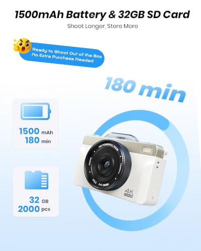 IKUCAM 4K Digital Camera 64MP WiFi 3''180°Flip Screen Autofocus 16X Zoom | Compact Cameras for Photography Beginners Teens Travel, Point and Shoot Vlogging Camera with 32GB SD Card - image 7