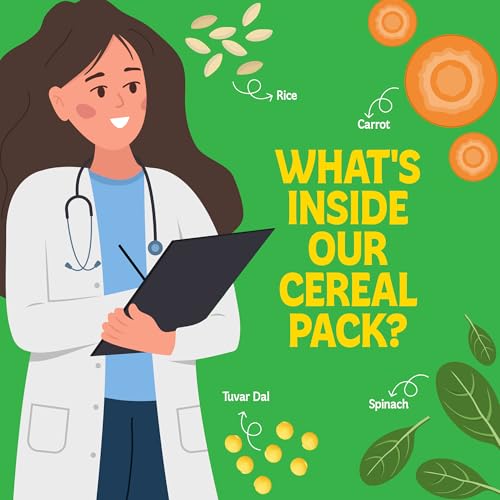 Image of BE'BE' BURP - Cereals | Mix Porridge Khichdi Mix Porridge with Spinach & Carrot| No Sugar No Salt | No Artificial Preservatives & Flavours | Real Fruits & Vegetables | 200g