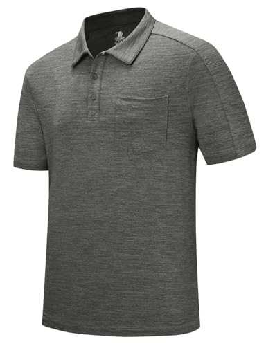 Image of Rdruko Men's Polo Shirts Short Sleeve Quick Dry Outdoor Golf Sports Shirts with Pocket