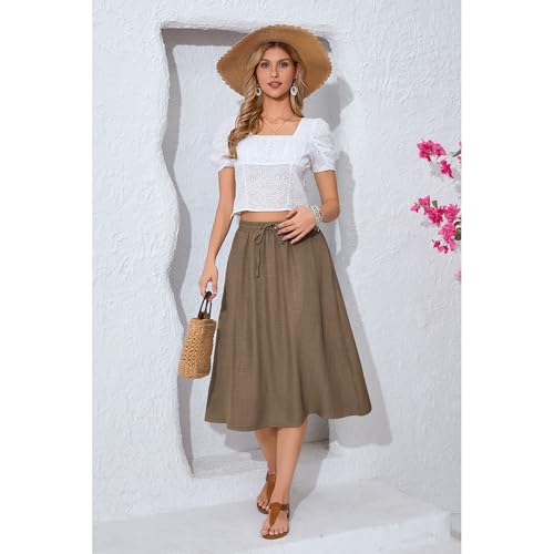 Image of Witsmile Women's Summer Pleated High Waisted Casual Flowy Skirt Pockets