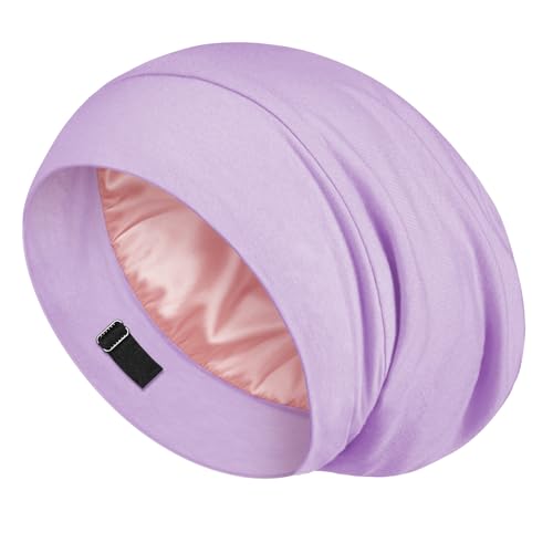 LULUSILK Mulberry Silk Lined Sleep Cap, No More Frizzy Tangled Hair, Stay On All Night Silk Hair...
