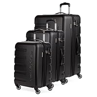 SwissGear 7366 Hardside Expandable Luggage with Spinner Wheels, Black, 3-Piece Set (19/23/27)