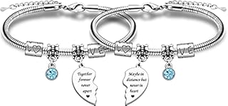 JMIMO BFF Bracelet for 2-Split Best Friends Heart Bracelet Friendship Bracelet graduation gifts Bracelet Set of 2 Gifts for Her Long Distance Friendship Gifts