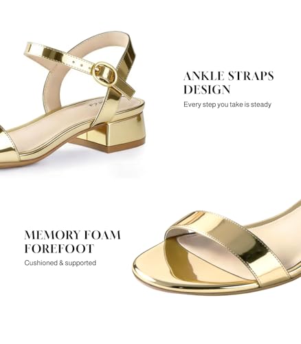 Image of Ankis Women Nude Black White Sandals for Women Low Heel 1 Inch Dressy Sandal Ankle Strap Open Toe Block Short Heeled Summer Classic Comfortable Graduation Holiday Party Casual Flat Shoes