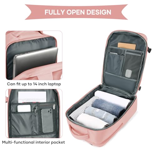 Image of coowoz Large Travel Backpack For Women Men,Carry On Backpack,Hiking Backpack Waterproof Outdoor Sports Rucksack Casual Daypack Travel Essentials Pink